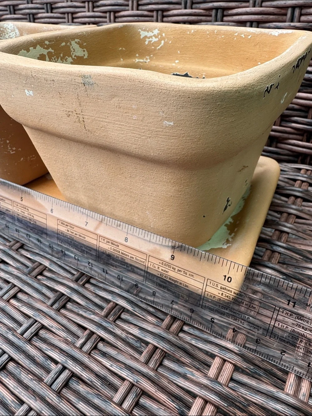 Distressed Terracotta Twin Planters with Tray -3 Piece Set